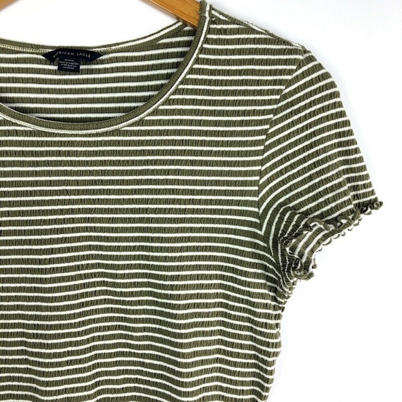 American Eagle Green Striped Lettuce Babydoll Top - Picture 5 of 5